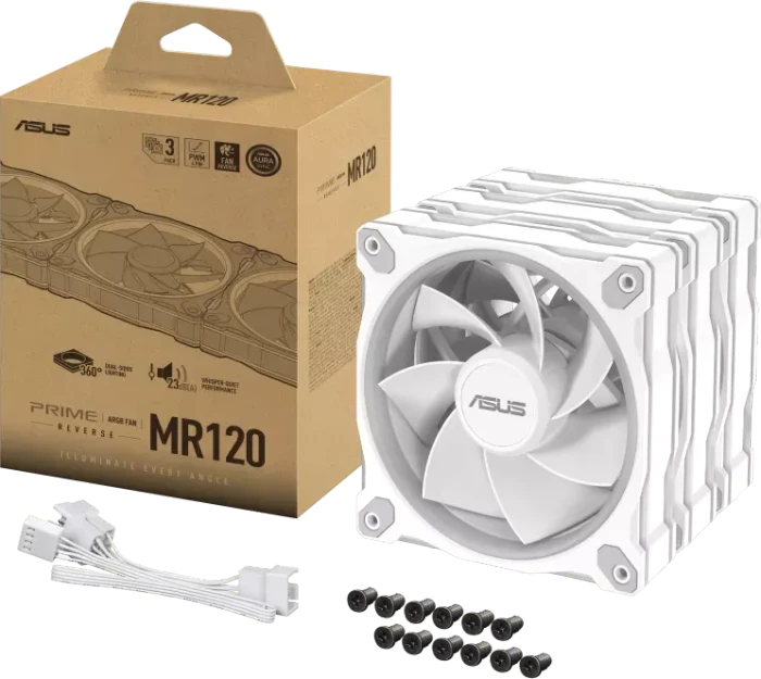 ASUS MR120 ARGB Reverse Blade, weiß, 120mm, 3er-Pack