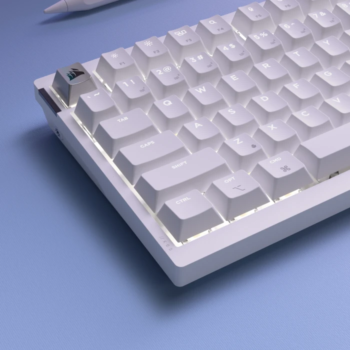 Corsair Gaming K65 Plus Wireless 75% RGB, Frost White, für Mac, MLX RED, USB/Bluetooth, DE