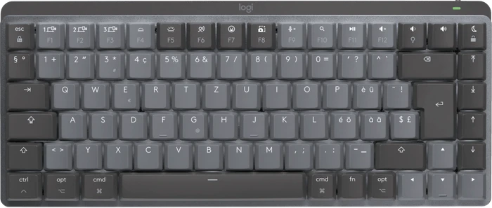 Logitech MX Mechanical Mini for Mac, Space Gray, LEDs weiß, Logi Bolt, Kailh Choc V2 LOW PROFILE BROWN, USB/Bluetooth, CH