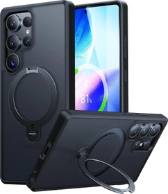Torras Ostand Spin Case für Samsung S25 Ultra obsidian black