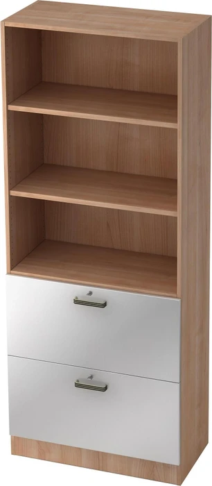 Hammerbacher HR-Schrank 5OH V7300, Streifengriff, nussbaum/silber, Aufbewahrungskombination