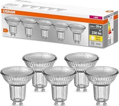 Osram Ledvance LED Base PAR16 35 GU10 2.6W/827 36°, 5 Stück