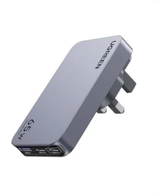 Ugreen Nexode Pro 65W USB-C Ladegerät 3-Ports Ultra-Slim GaN Schnellladegerat schwarz/grau