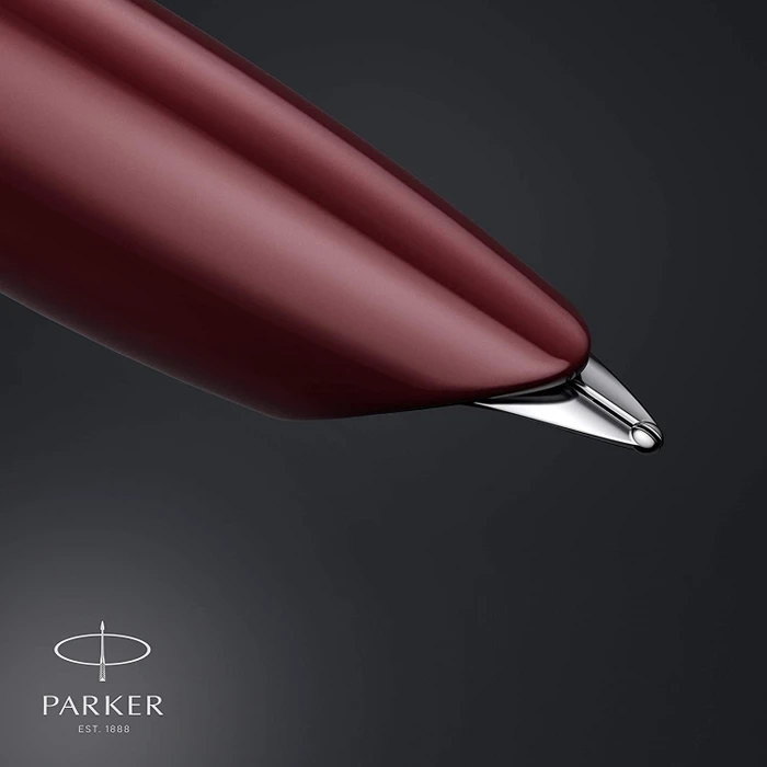 Parker 51 burgundy resin/chrome trim, rechte Hand, fein, Geschenkbox