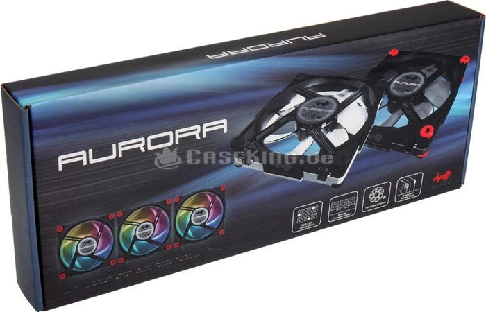 In Win Aurora RGB, schwarz/weiß, LED-Steuerung, LED-Strips, 120mm, 3er-Pack