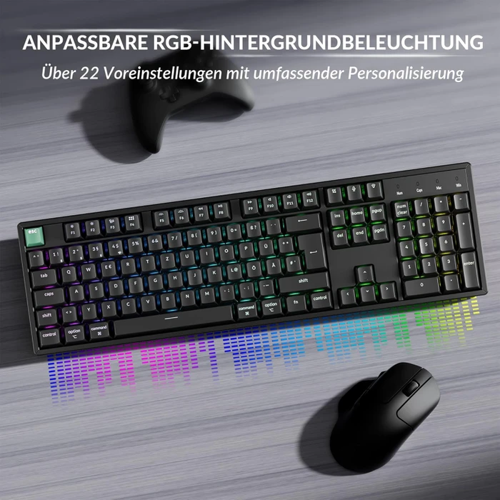 Keychron K10 HE Wireless, schwarz, LEDs RGB, Gateron 2.0 Magnetic Nebula, USB/Bluetooth, DE