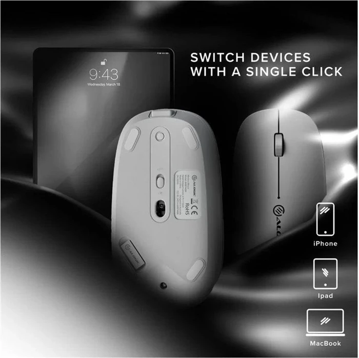 Alogic Echelon USB-C Rechargeable Wireless Mouse weiß, USB/Bluetooth