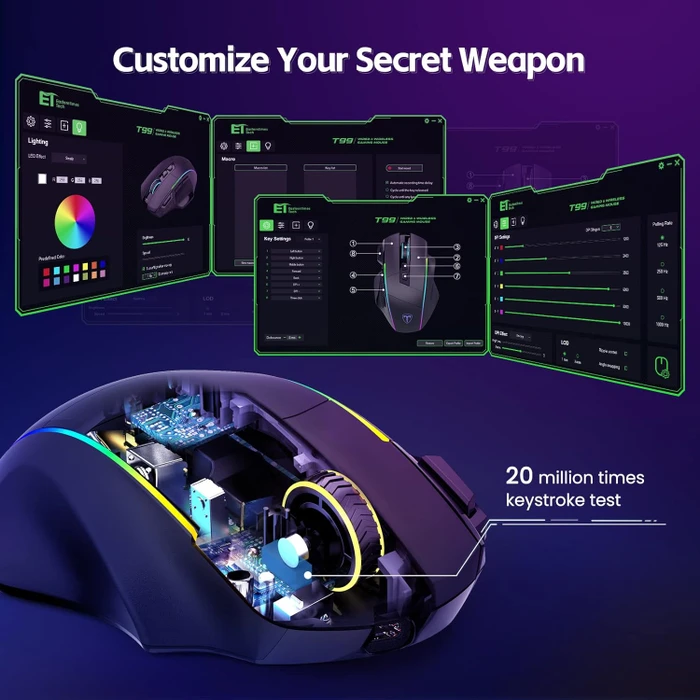 RisoPhy Wireless Gaming Mouse, schwarz, USB/Bluetooth