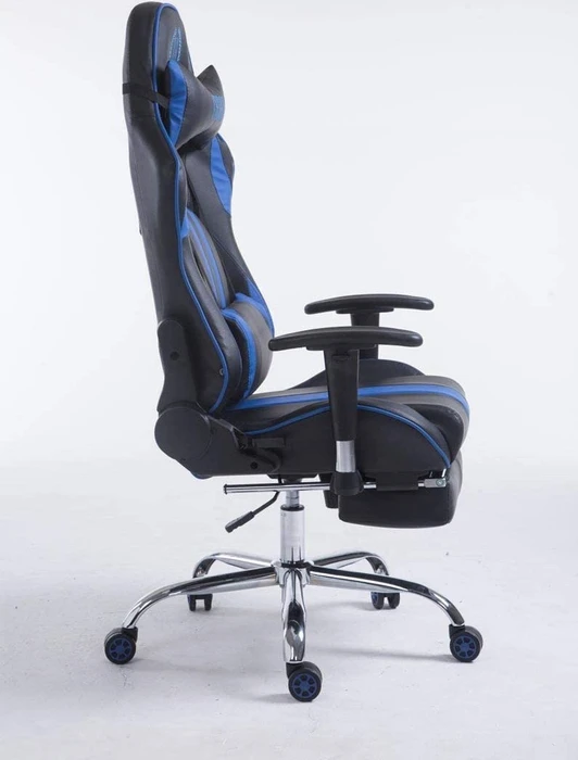 CLP Racing Limit Kunstleder Gamingstuhl mit Fußstütze, schwarz/blau