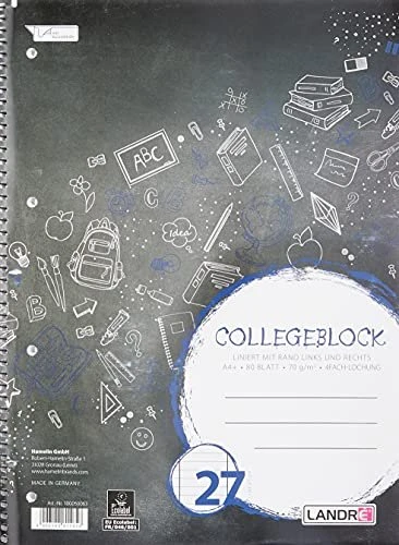 Landré College Collegeblock, A4, kariert, 80 Blatt