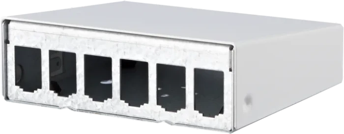 Metz Modulgehäuse, Aufputz Patchfeld, reinweiß, 6-Port, 1HE, weiß