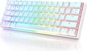 HK Gaming GK61, 60% Layout, LEDs RGB, White, weiß, Gateron Optical Silver, USB, US