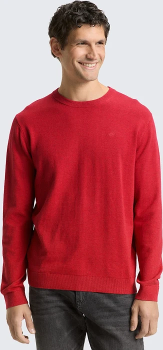 Tom Tailor Basic Baumwolle Strickpullover salsa red non-solid (Herren)