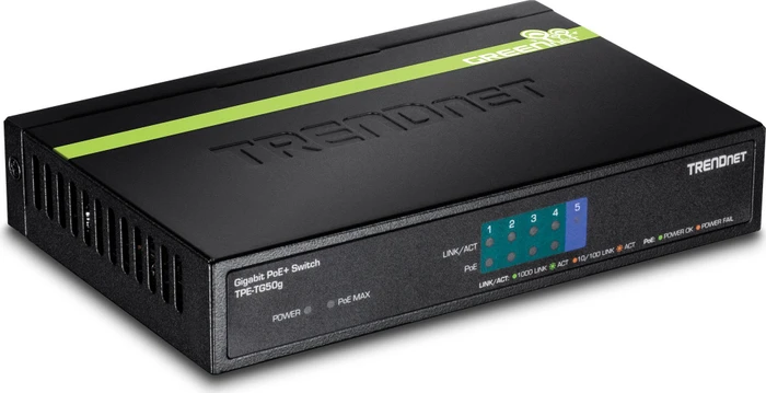 TRENDnet TPE-TG Desktop Gigabit Switch, 5x RJ-45, 31W PoE+