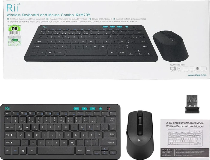 Riitek Rii RKM709 Wireless Keyboard and Mouse Combo, schwarz, USB, DE
