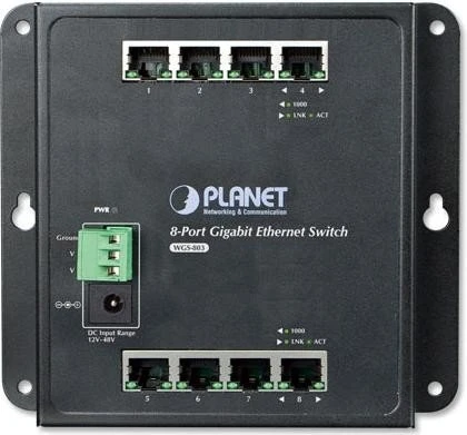 Planet WGS-800 Industrial Wallmount Gigabit Switch, 8x RJ-45