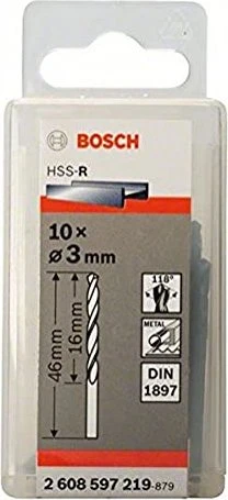 Bosch Professional HSS-R Karosseriebohrer, 3x16x46mm, 10 Stück