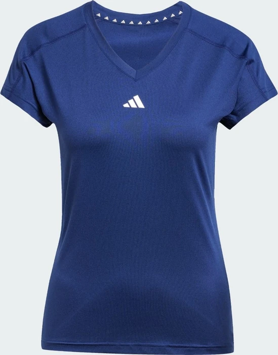 adidas Aeroready Train Essentials Minimal Branding V-Neck Funktionsshirt kurzarm dark blue/white (Damen)