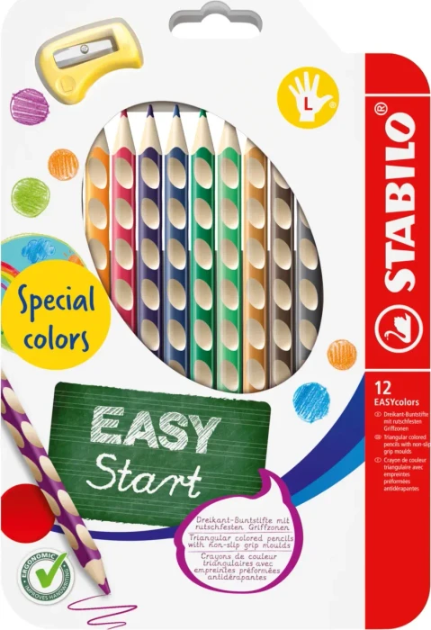 Sonderfarben Buntstift sortiert, Linkshänder, Anspitzer, 12er-Set