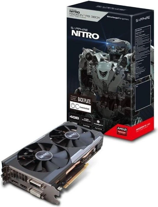 Sapphire Radeon R9 380X Nitro, 4GB GDDR5, 2x DVI, HDMI, DP, lite retail