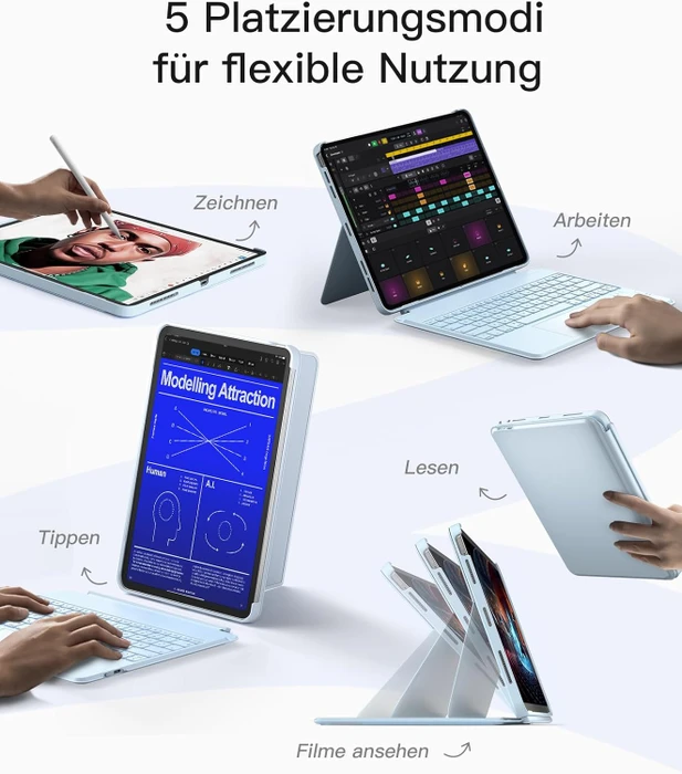 Inateck Abnehmbare Tastatur für iPad Air 6 13"/iPad Pro 12.9", DE