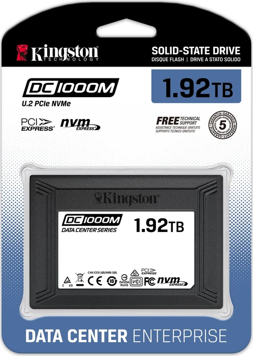 Kingston DC1000M Data Center Series Mixed-Use SSD - 1DWPD 1.92TB, 2.5" / U.2 / PCIe 3.0 x4