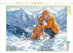 Calvendo Anime-Mädchen auf einer Winterwanderung in den Bergen mit Hund