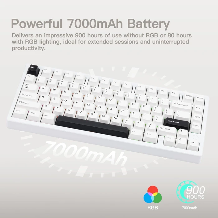Wobkey Rainy 75 Pro, Luna weiß, LEDs RGB, Kailh Cocoa, USB/Bluetooth, US