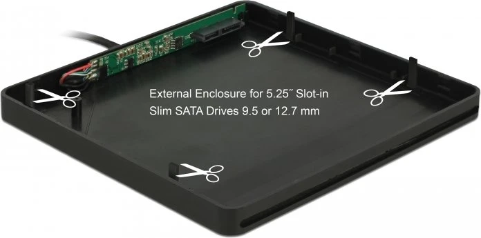 DeLOCK externes 5.25"-Gehäuse für Slot-in Slim SATA Laufwerke, 9.5mm/12.7mm, schwarz