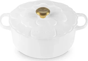 Le Creuset Signature Bräter Blume aus Gusseisen rund 26cm 5.3l white