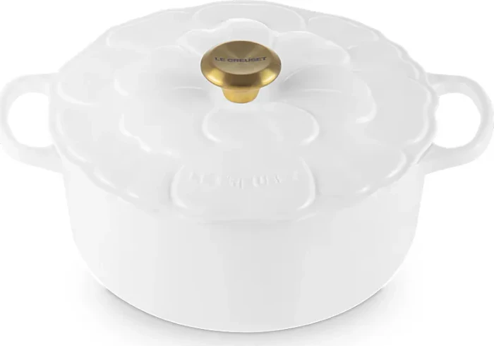 Le Creuset Signature Bräter Blume aus Gusseisen rund 26cm 5.3l white