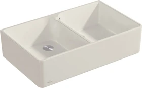 Villeroy & Boch Spülstein 90 X Doppelspüle mit Ablauffernbedienung crema