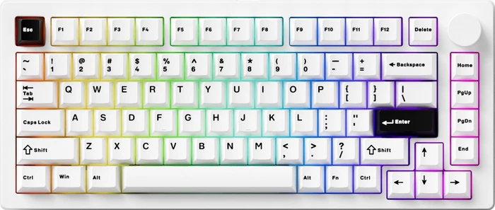 Akko Monsgeek M1 V5, Black on White, weiß, LEDs RGB, hot-swap, Mirror, USB/Bluetooth, US