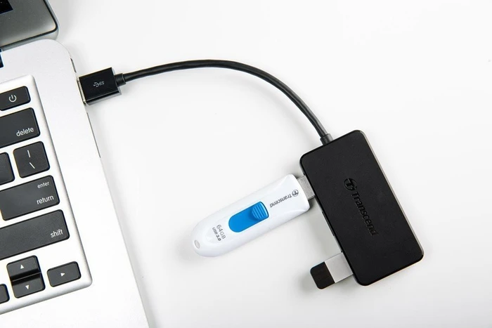 Transcend HUB2 USB-Hub, 4x USB-A 3.0, USB-A 3.0 [Stecker]