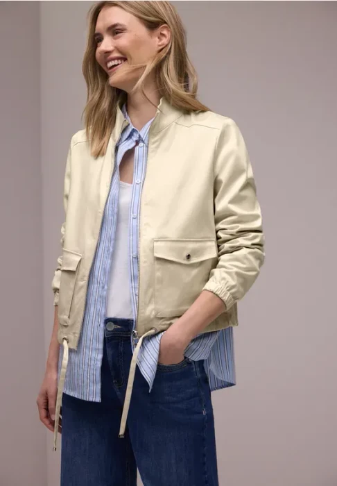 Street One Tunnelzug und Zipper Jacke smoke beige (Damen)
