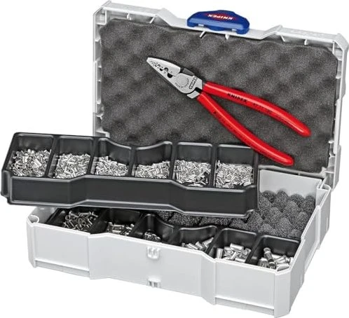 Knipex Crimpzange inkl. Aderendhülsen-Sortiment inkl. Systainer, 18cm