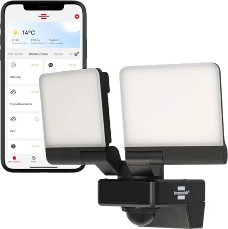 Brennenstuhl Connect WiFi LED Duo Sensor Wandleuchte 36W schwarz