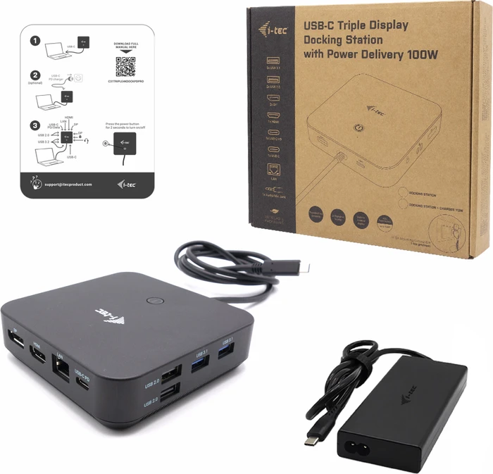 i-tec Dual DP Docking Station, inkl. 100W Netztei, USB-C 3.1 [Stecker]