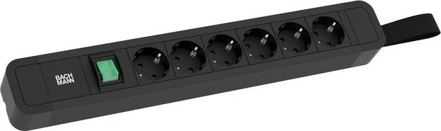 Bachmann Primo 2, 6-fach, mit Schlaufe, Schalter, 2m, schwarz