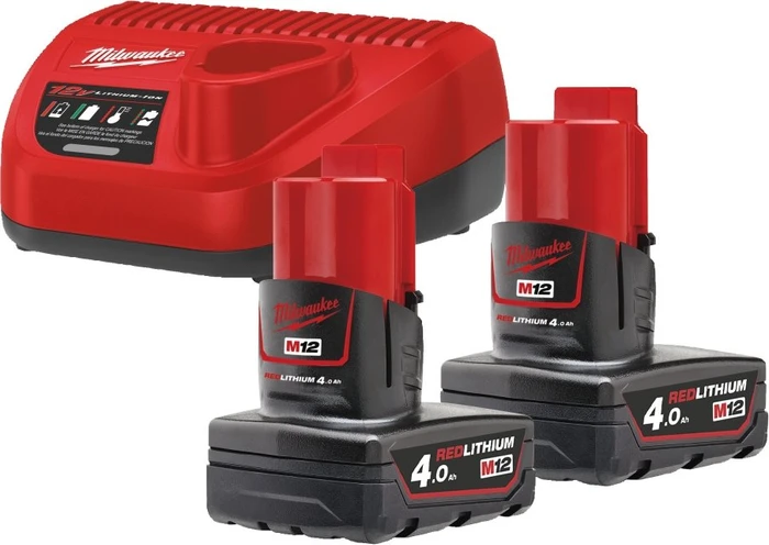 Milwaukee M12 NRG-402 Starterset 12V, 4.0Ah, Li-Ionen, 2 Akkus [8.0Ah] [96Wh]