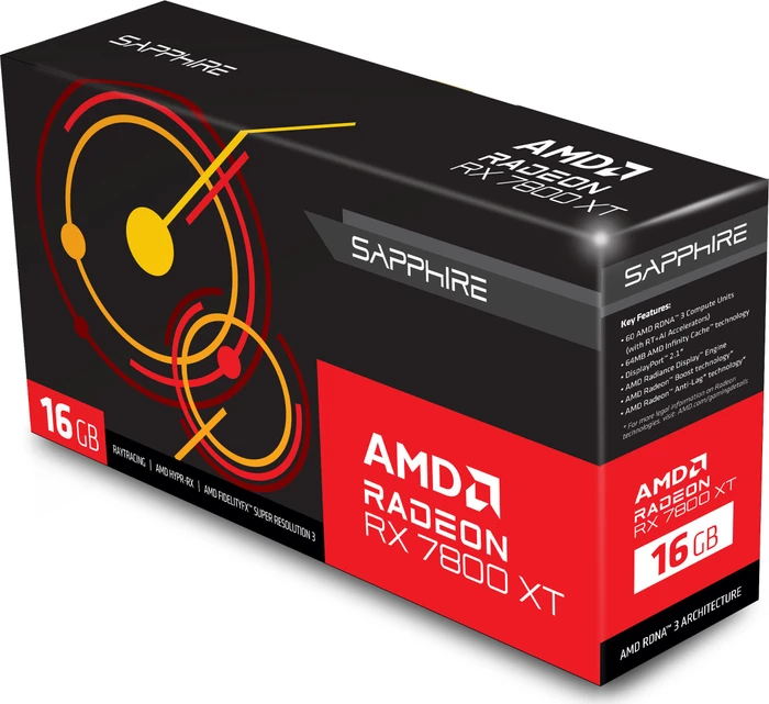 Sapphire Radeon RX 7800 XT, 16GB GDDR6, HDMI, 3x DP, lite retail