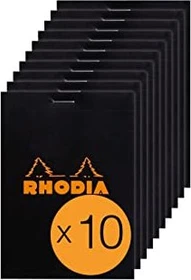 Rhodia Basics Notizblock N°12, 85x120mm, kariert, schwarz, 80 Blatt, 10er-Pack