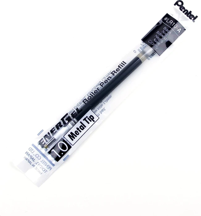 Pentel EnerGel Roller Pen LR10-AX Tintenrollermine 0.5mm (1mm Ball) schwarz, 12er-Pack