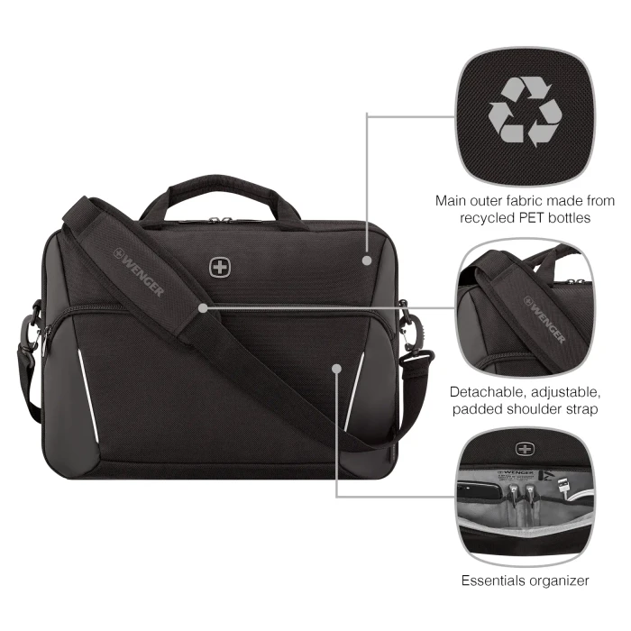 Wenger XE Compact Brief 16" Laptop-Aktentasche, schwarz
