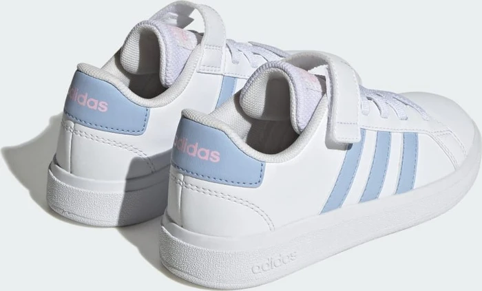 adidas Grand Court Court Elastic Lace and Top Strap cloud white/blue dawn/clear pink (Junior)
