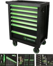 KS Tools Competition Werkzeugwagen schwarz/grün bestückt inkl. 119-tlg. Zubehör