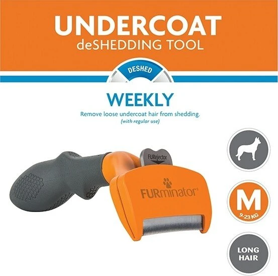 FURminator deShedding Tool für mittelgroße Hunde mit langem Fell, Version 2