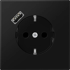 Jung SCHUKO-Steckdose mit USB-Ladegerät Safety+, graphitschwarz matt
