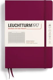 Leuchtturm1917 Medium Notizbuch, A5, kariert, Hardcover, port red
