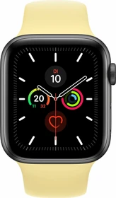 Apple Watch Series 5 (GPS) 44mm Aluminium space grau mit Sportarmband Zitruscreme